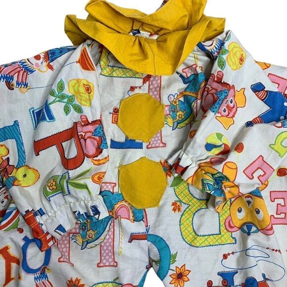 Vintage 70s Handmade Childs Clown Costume 6 Raggedy Ann Elastic Ruffle - Picture 2 of 6